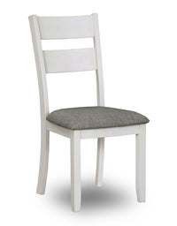 Echo Dining Chair with Linen-Look Fabric, Wood, Ladder-Back - White 