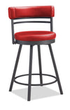 Mila Barstool with Swivel Seat, Vegan Leather Fabric, Metal - Red