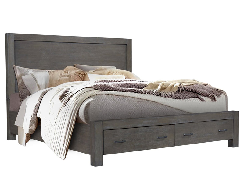 Koda 6pc Bedroom Set with Storage Bed, Dresser, Mirror & Nightstand, Wooden, Grey - King Size
