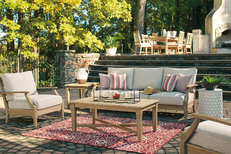 Juno Outdoor Patio Chair - Eucalyptus Wood & Nuvella Fabric, UV & Weather Resistant - Natural/Beige
