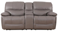 Franco Genuine Leather Power Reclining Loveseat - Grey 