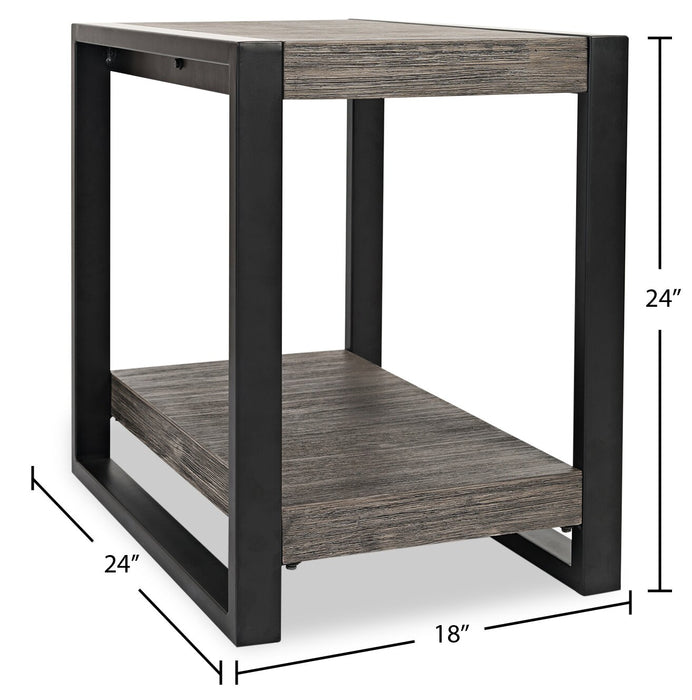Apex 18\" Modern Chairside Table with Shelf - Grey with Black Metal Legs