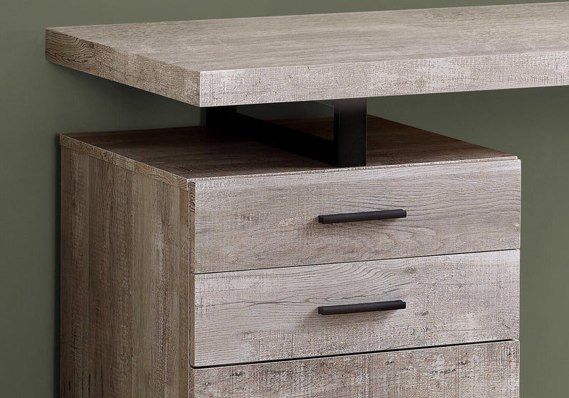 Clayton 47.25\" Reversible Office Desk with 3-Drawers - Light Taupe