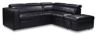 Drake 3-Piece Leather-Look Fabric Right-Facing Sleeper Sectional - Black 