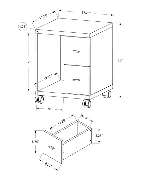 Willis 17.75\" Filing Cabinet with 2-Drawers & Open Storage on Casters - White