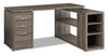Rickey 60\" L-Shaped Corner Office Desk with 3-Drawers & Shelving - Taupe