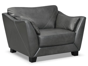 Lusso 100% Genuine Leather Chair – Charcoal