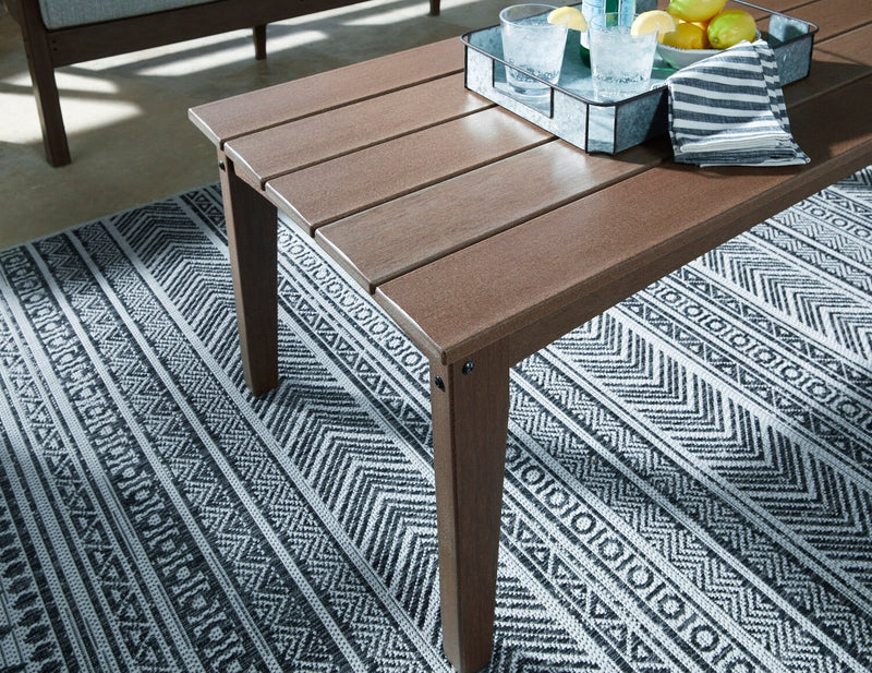 Nome Outdoor Patio Coffee Table - 48\"W, High Density Plastic, UV & Weather Resistant - Natural