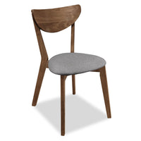 Oris Dining Chair with Polyester Fabric, Wood, Modern Mid-Century - Walnut Brown 