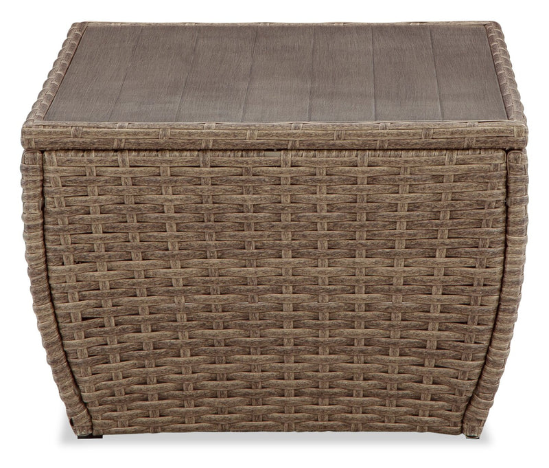 Cali Outdoor Patio Coffee Table - 49\"W, Hand-Woven Resin Wicker, UV & Weather Resistant - Natural