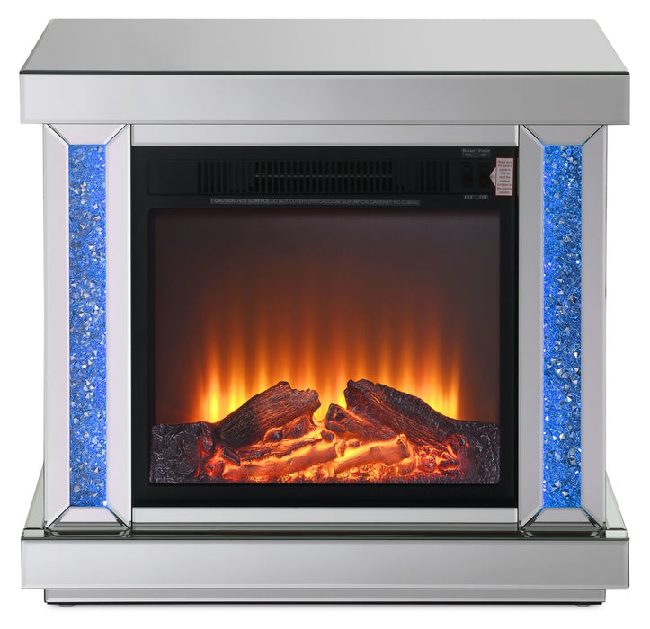 Elsa 28.3\" Glam LED Electric Fireplace - Silver and Glass