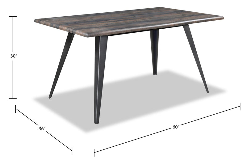Amos 7pc Dining Set with Table & 6 Chairs, Metal, 60\"W - Brown