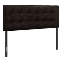 Estel Upholstered Headboard in Brown Vegan Leather Fabric, Button Tufted - Full Size 