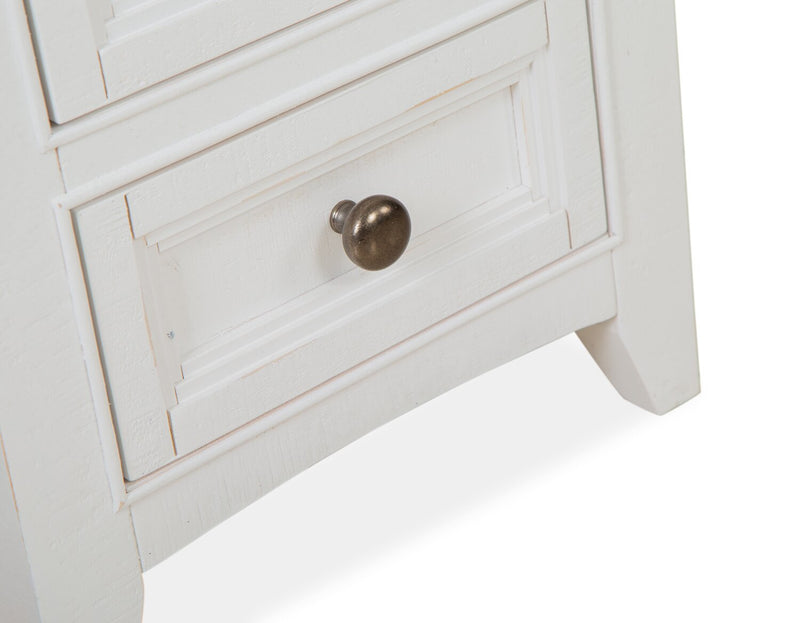 Heron Cove 15\" Traditional Glass Top End Table with Storage and Shelf - White Pine