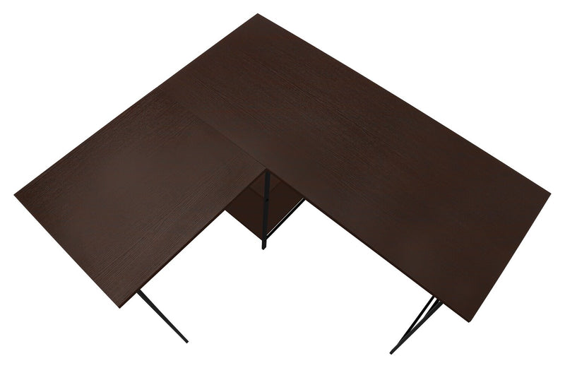 Evlin 42\" L-Shaped Office Desk with Shelves - Espresso