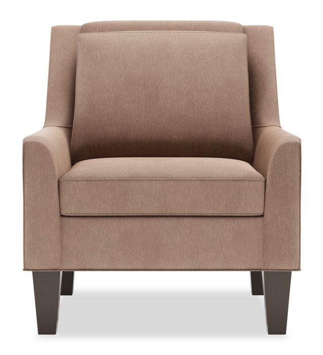 Made in Canada Sofa Lab Customizable Club 29\" Linen-Look Fabric Accent Chair with Wood Legs - Pax Wicker Brown