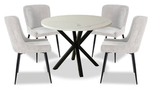 Verona 5pc Dining Set with Table & 4 Lexi Chairs, Culture Marbled Top, Metal, 42