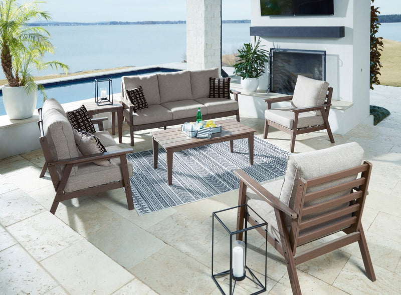 Nome Outdoor Patio Coffee Table - 48\"W, High Density Plastic, UV & Weather Resistant - Natural