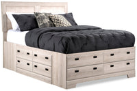 Yorkdale 12-Drawer Platform Bed with Headboard & Storage Frame, Made in Canada, White - Queen Size 