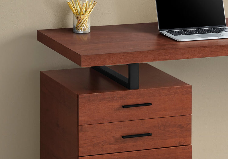 Clayton 47.25\" Reversible Office Desk with 3-Drawers - Cherry