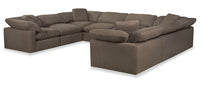 Eclipse 8-Piece Linen-Look Fabric Modular Sectional - Slate 