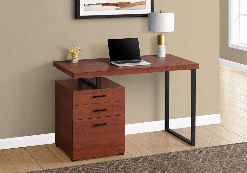 Clayton 47.25\" Reversible Office Desk with 3-Drawers - Cherry