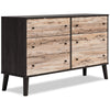 Wolf Bedroom 6-Drawer Dresser, 59\"W x 33.9\"H, Modern Mid-Century - Two-tone Brown & Natural