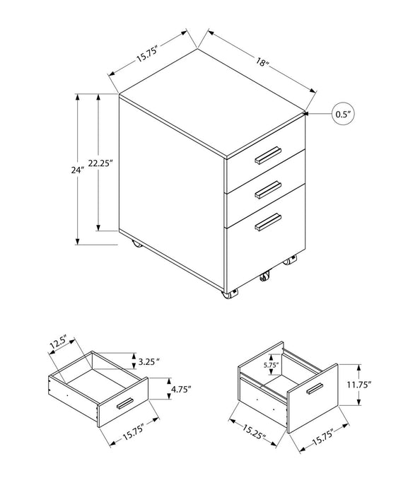 Clayton 15.75\" 3-Drawer Filing Cabinet - White