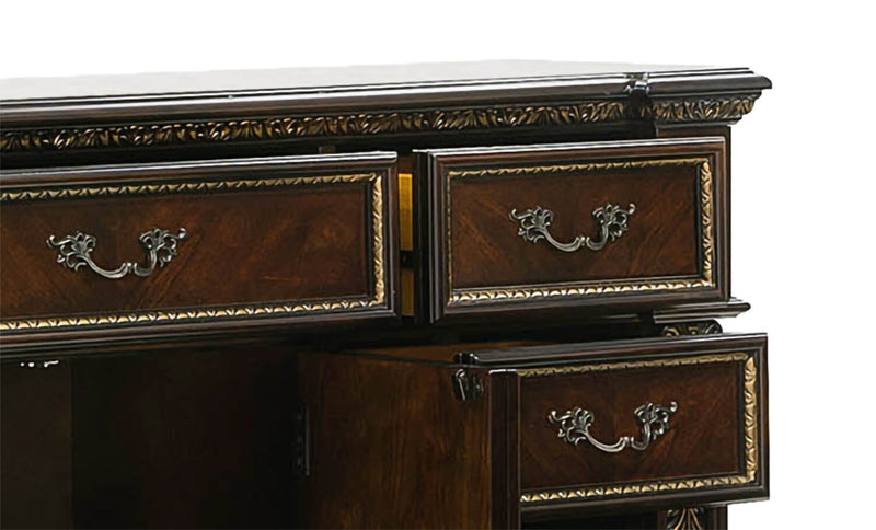 Wynn 5pc Bedroom Set with Bed, Dresser & Mirror, Cherry Brown - Queen Size