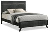 Atlas Panel Bed with Headboard & Frame, Mid-Century Modern, Black - Queen Size