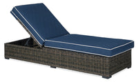 Hilo Outdoor Patio Lounger with Adjustable Backrest -UV & Weather Resistant - Brown/Blue 