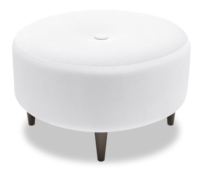 Made in Canada Customizable Sofa Lab The Curve 31\" Linen-Look Fabric Ottoman - Pax Ice White