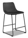 Cole Counter-Height Stool with Vegan Leather Fabric, Metal - Black