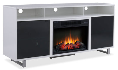 Ignatius 64" Modern Electric Fireplace TV Stand with Storage & Cable Management for TVs up to 70"- |Meuble pour téléviseur moderne Ignatius de 64 po avec foyer électrique, rangement et système de gest