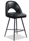 Elijah Counter-Height Stool with Swivel Seat, Vegan Leather Fabric, Metal - Black