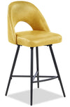 Kort & Co. Bay Counter-Height Stool with Swivel Seat, Vegan Leather Fabric, Metal - Mustard