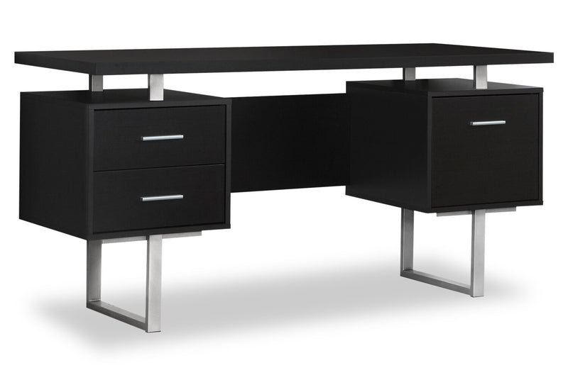Teagan 60\" Reversible Office Desk with 3-Drawers - Espresso