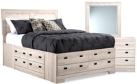 Yorkdale 5pc Bedroom Set with 12-Drawer Storage Bed, Dresser & Mirror, White - Full Size 