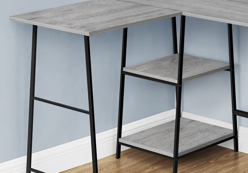 Evlin 42\" L-Shaped Office Desk with Shelves - Grey