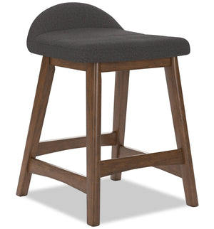 Jovi Counter-Height Stool with Linen-Look Fabric, Wood - Charcoal