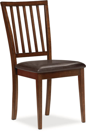 Andi Dining Chair with Vegan-Leather Fabric, Slat-Back - Brown