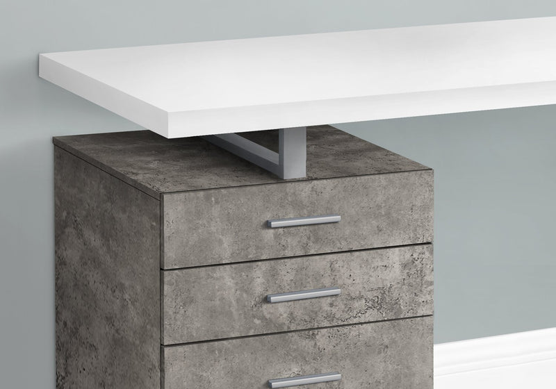 Clayton 47.25\" Reversible Office Desk with 3-Drawers - White/Concrete-Look
