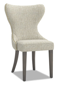 Shea Wing-Back Dining Chair with Linen-Look Fabric, Wood - Ivory 