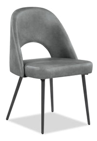 Kort & Co. Bay Dining Chair with Vegan Leather Fabric, Metal - Grey 