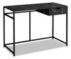 Everly 42.25\" Office Desk with Drawer - Black Marble-Look