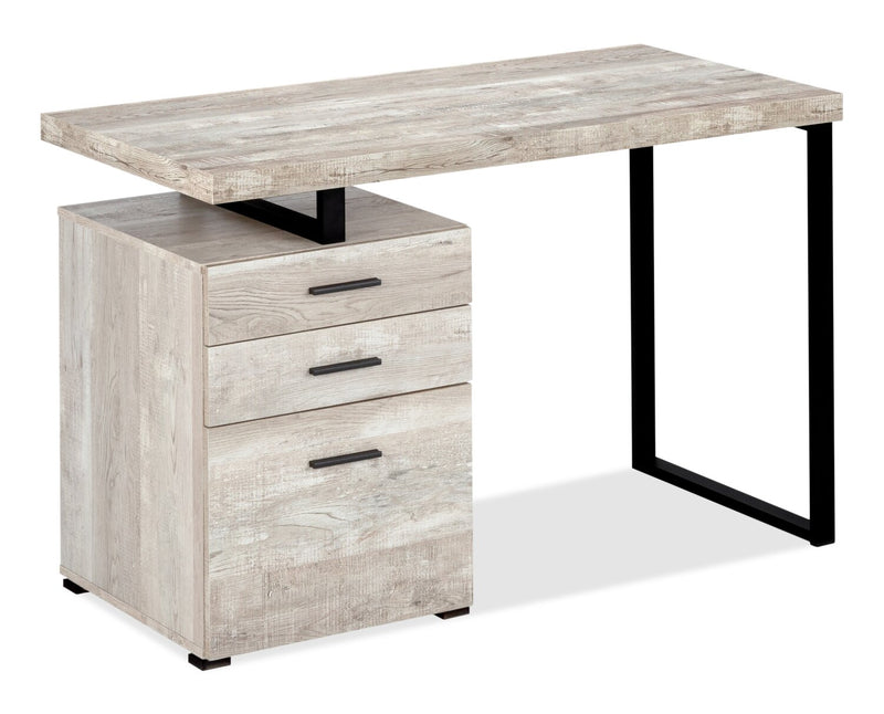 Clayton 47.25\" Reversible Office Desk with 3-Drawers - Light Taupe