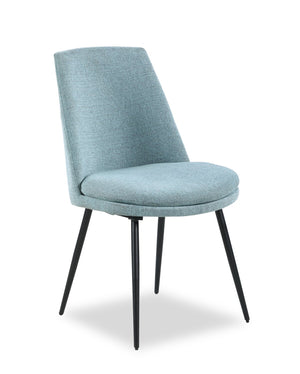 Kort & Co. Fig Dining Chair with Chenille Polyester Fabric, Metal - Blue