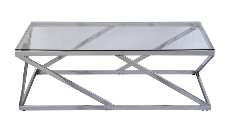 Nixon 47.25\" Modern Glass Top Coffee Table - Chrome with Metal Base