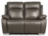 Kora Genuine Leather Power Reclining Loveseat - Grey 