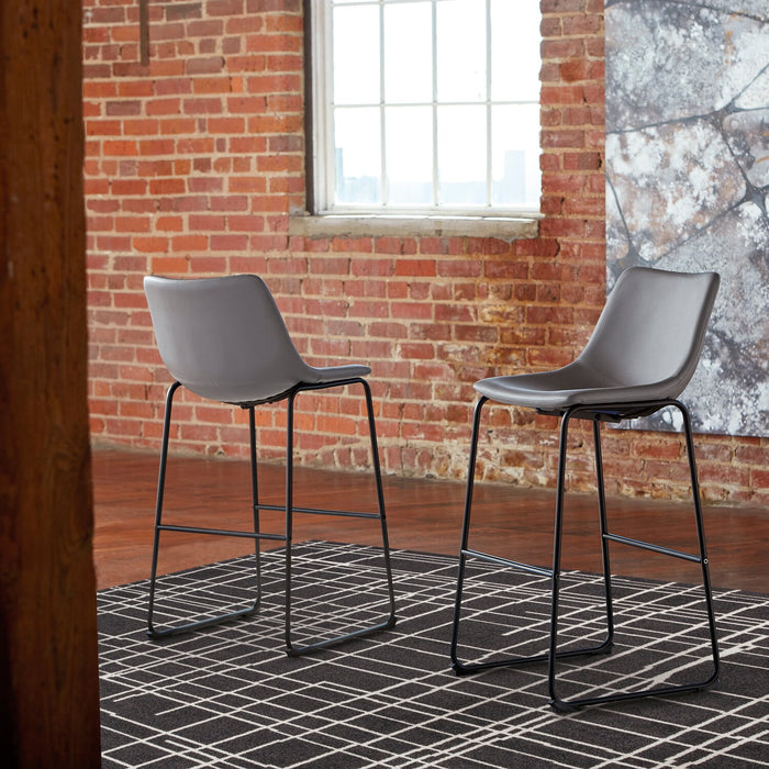 Cole Barstool with Vegan Leather Fabric, Metal - Grey